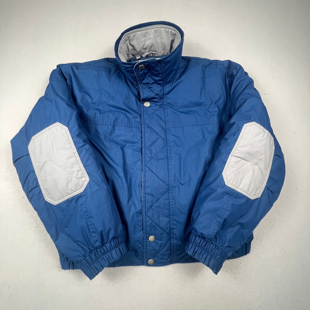 Members Only Down Puffer Jacket Mens XL Blue Vintage 80s Elbow Patches Ski Coat